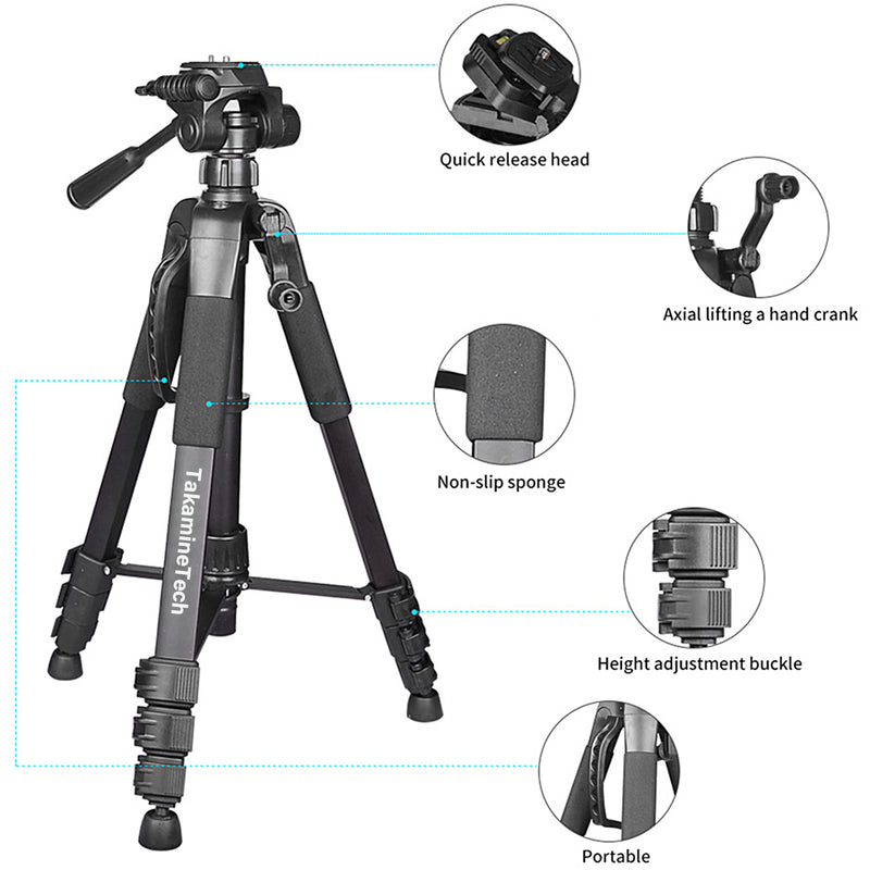 TakamineTech 63" Lightweight Adjustable Laser Level Aluminum Tripod