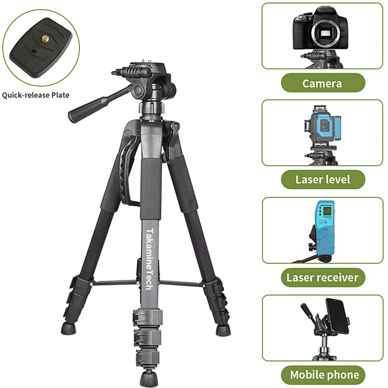 TakamineTech 63" Lightweight Adjustable Laser Level Aluminum Tripod