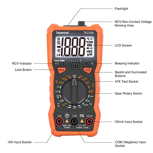 Takamine Digital Multimeter with Ohm Tester and Volt Amp Test Meter